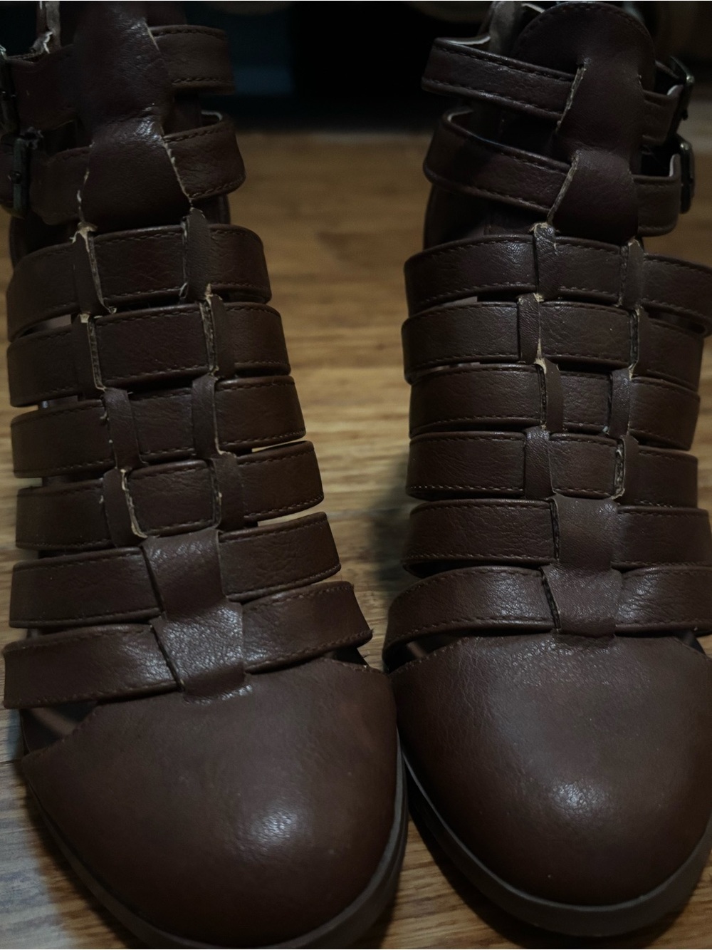 Charlotte Russe Brown Woven Strappy Heels